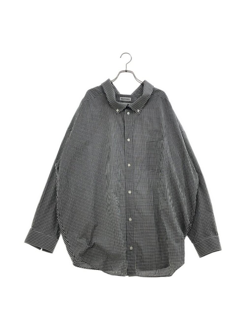 Balenciaga Checked Back Logo Oversized Shirt long Sleeve Black White 38